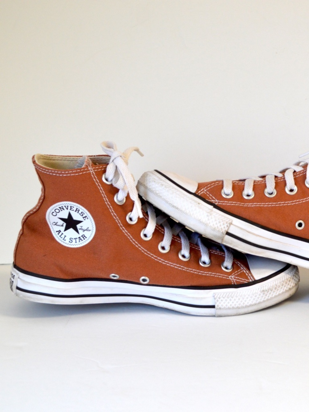 converse all Star brown sneaker shoes canvas chuck hi woman size 8.5 - Picture 2 of 10